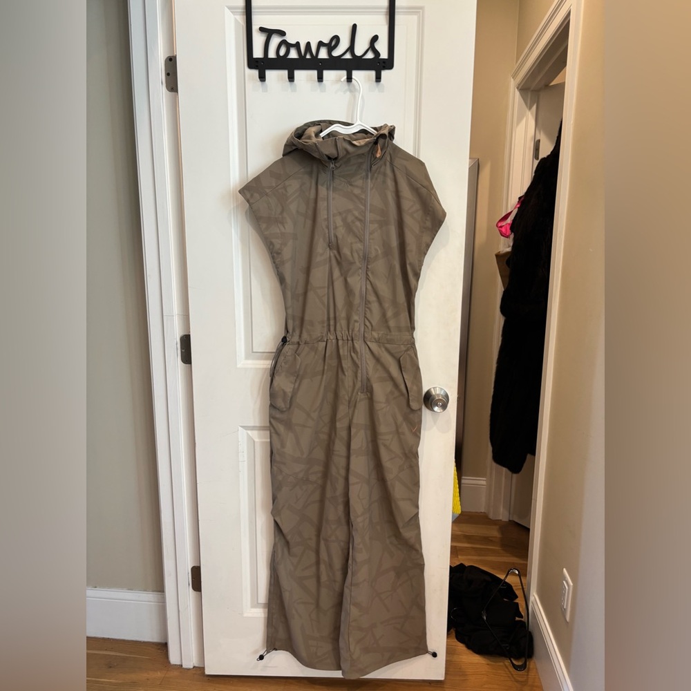 Women's Hooded Utility Jumpsuit in Taupe